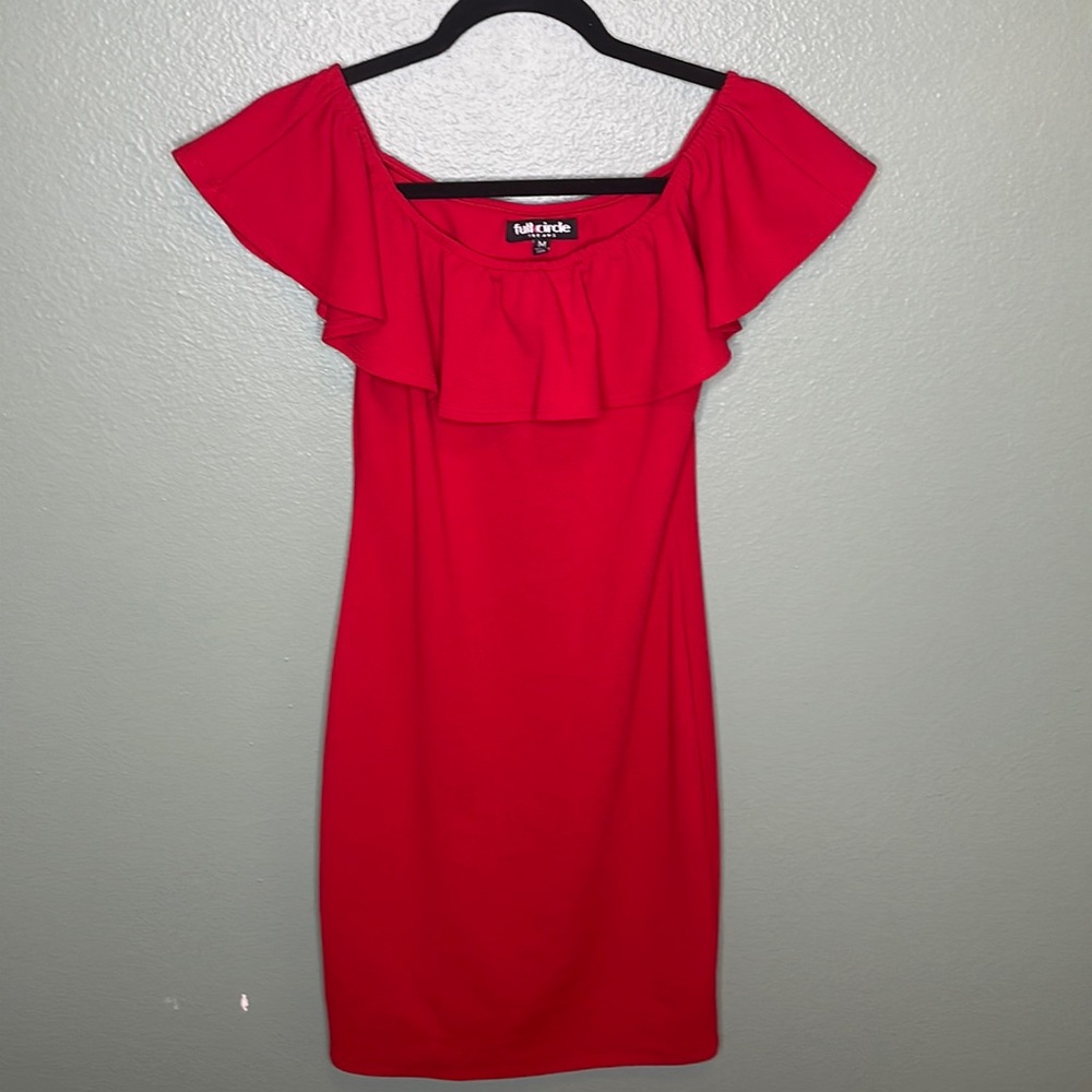 Off the shoulders red dress